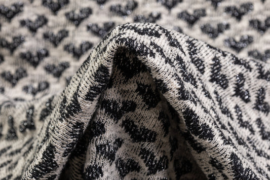 Valentino - Metallic Hearts Cotton Knit - Black / Off White / Silver