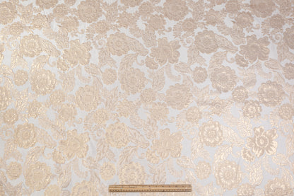 Floral Metallic Brocade - Beige