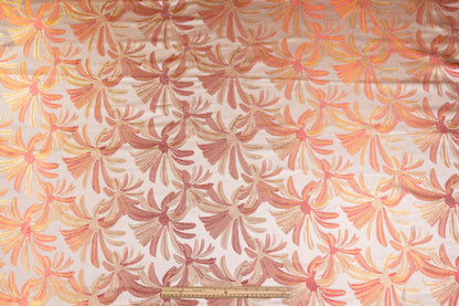 Floral Metallic Brocade - Orange / Red / Gold