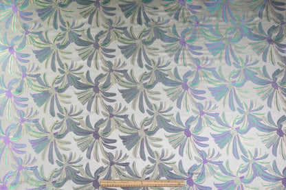 Floral Metallic Brocade - Green / Purple / Gold