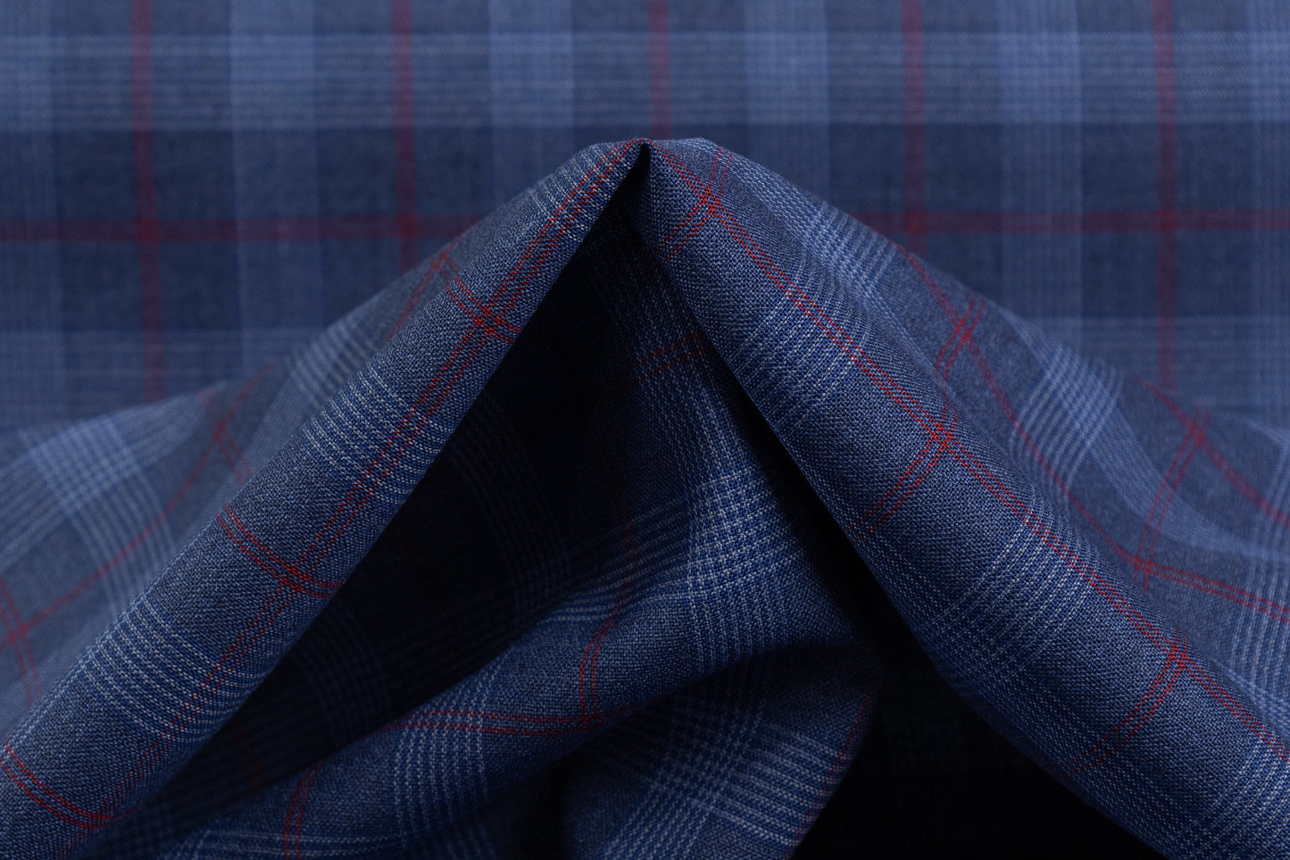 Guabello - Checked Italian Wool Suiting - Blue / Red