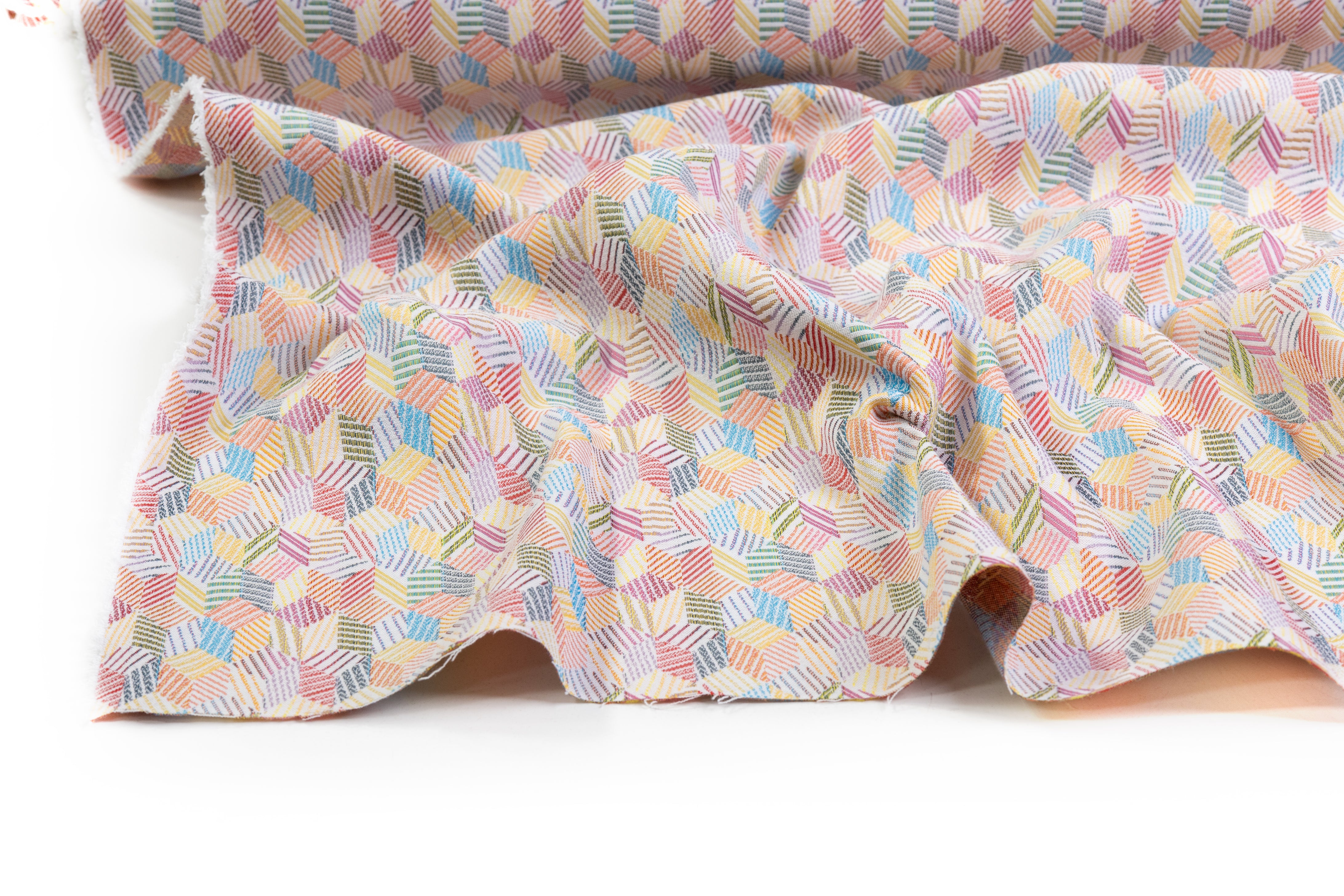 Geometric Italian Stretch Brocade - Multicolor