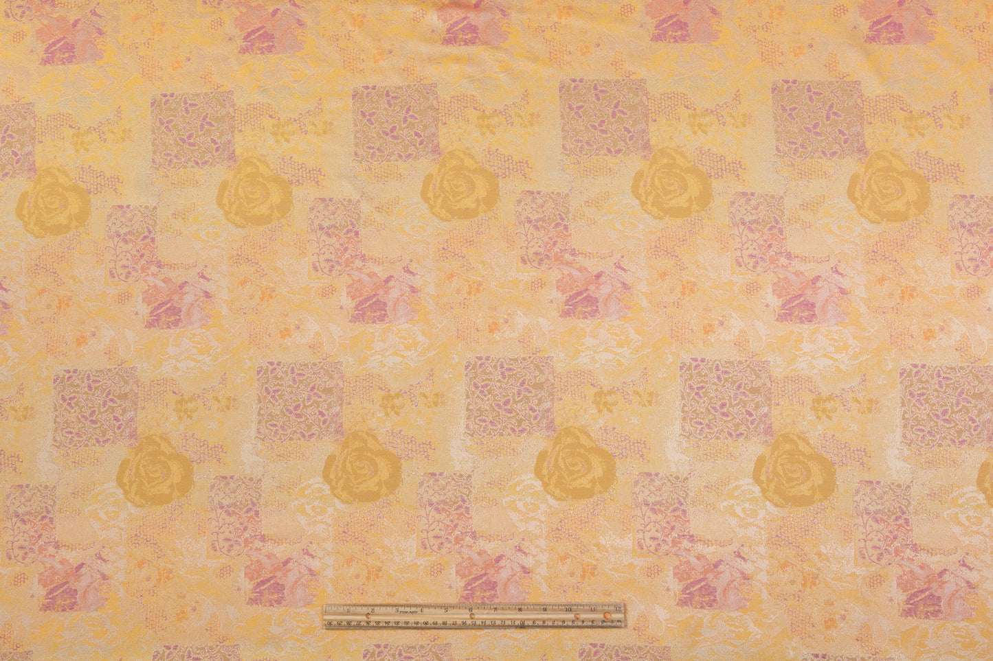 Patch Design Floral Italian Brocade - Yellow / Purple