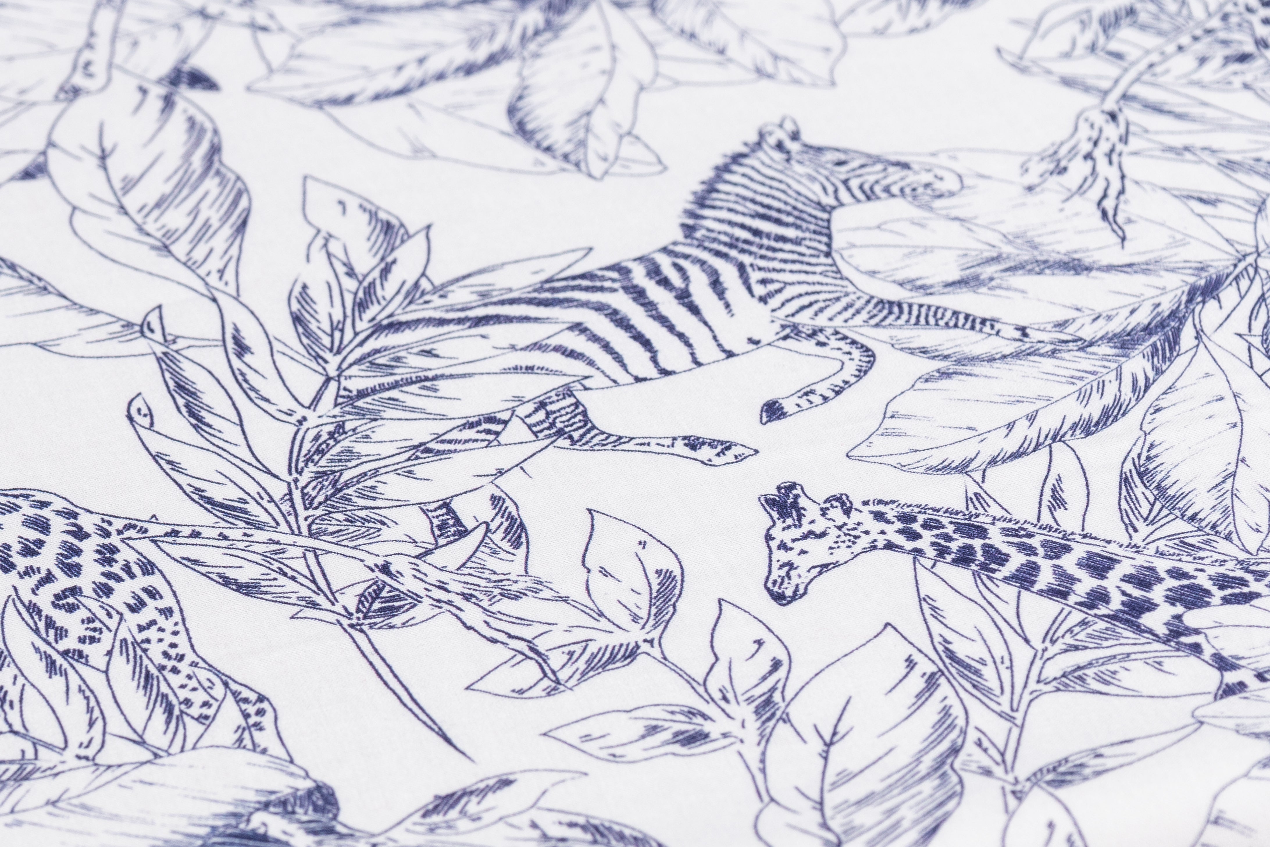 Zoo Print Italian Viscose Challis - Blue / White