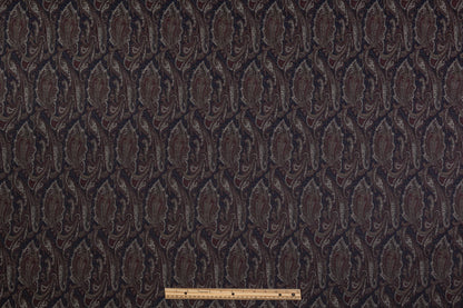 Paisley Stretch Brocade - Navy / Burgundy
