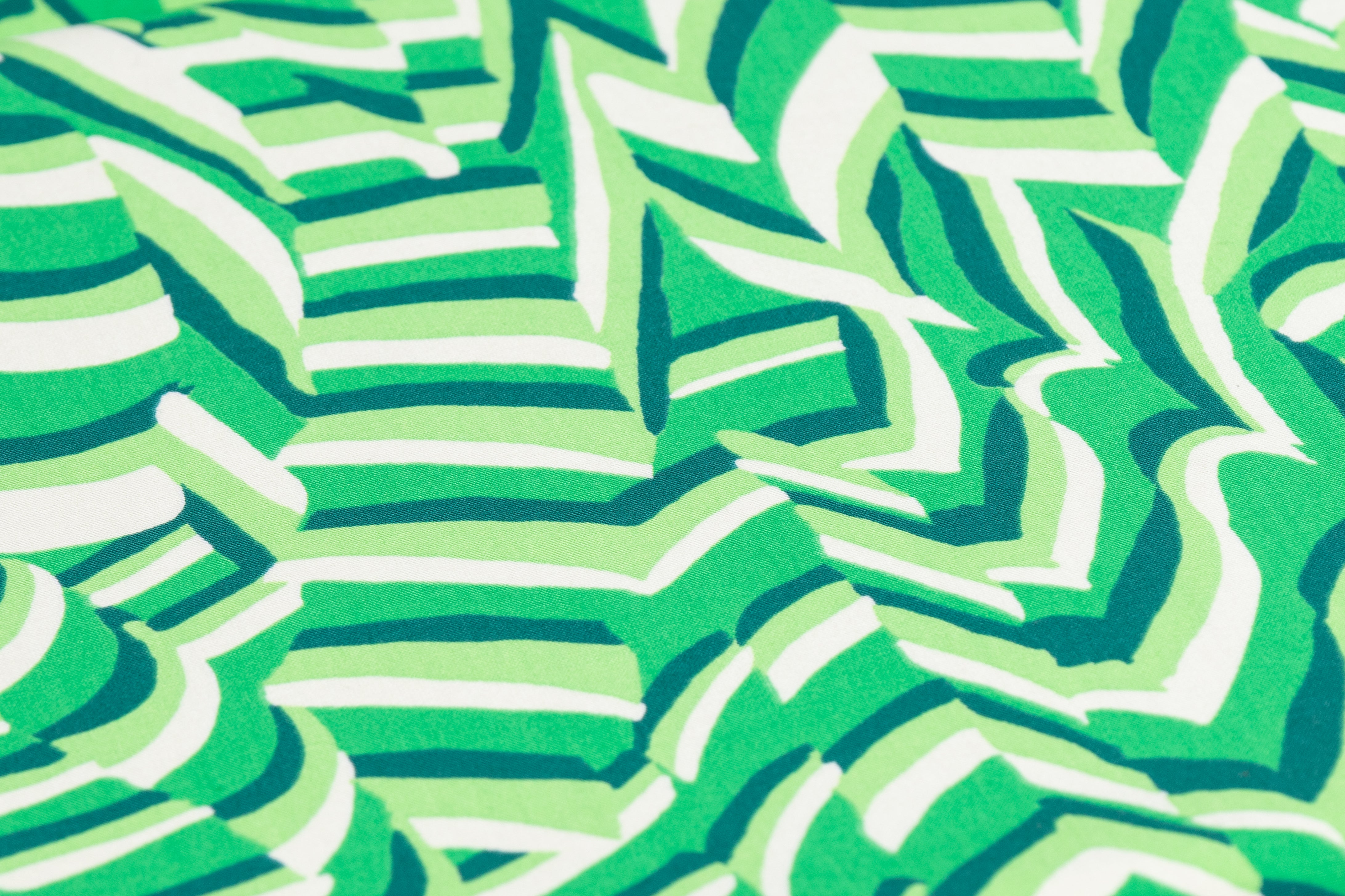 Abstract Italian Viscose Challis - Green / Off White