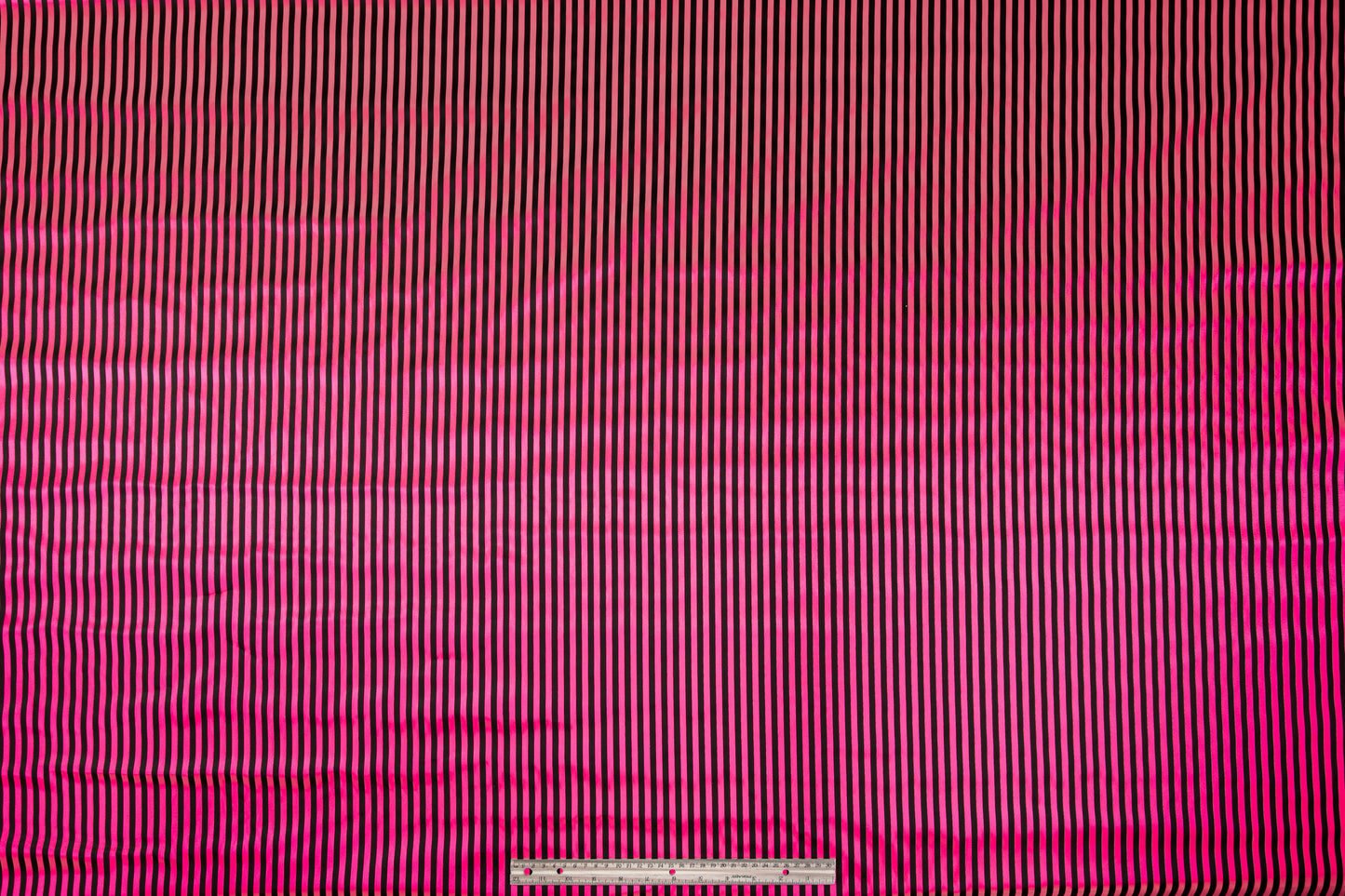 Striped Poly Acetate Satin - Pink and Black