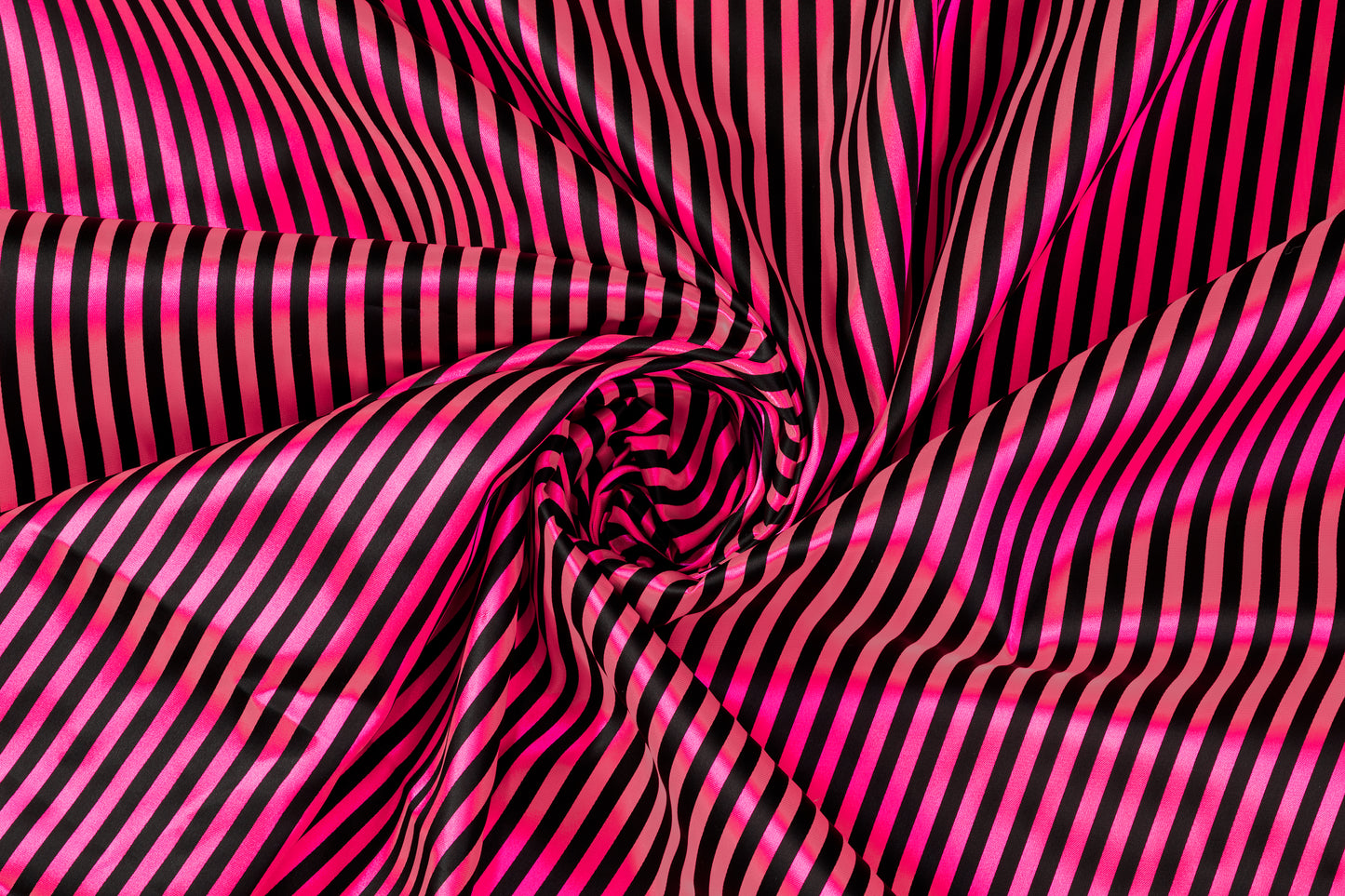 Striped Poly Acetate Satin - Pink and Black