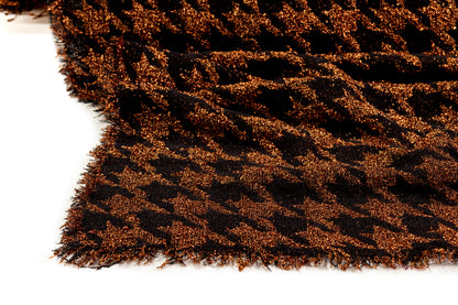 Metallic Italian Houndstooth Tweed - Copper / Black