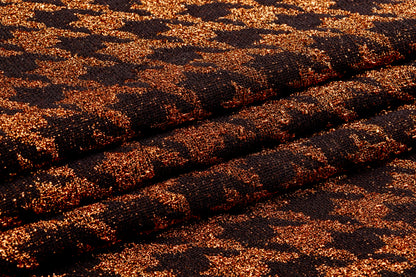 Metallic Italian Houndstooth Tweed - Copper / Black