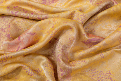 Patch Design Floral Italian Brocade - Yellow / Purple
