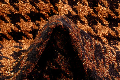 Metallic Italian Houndstooth Tweed - Copper / Black
