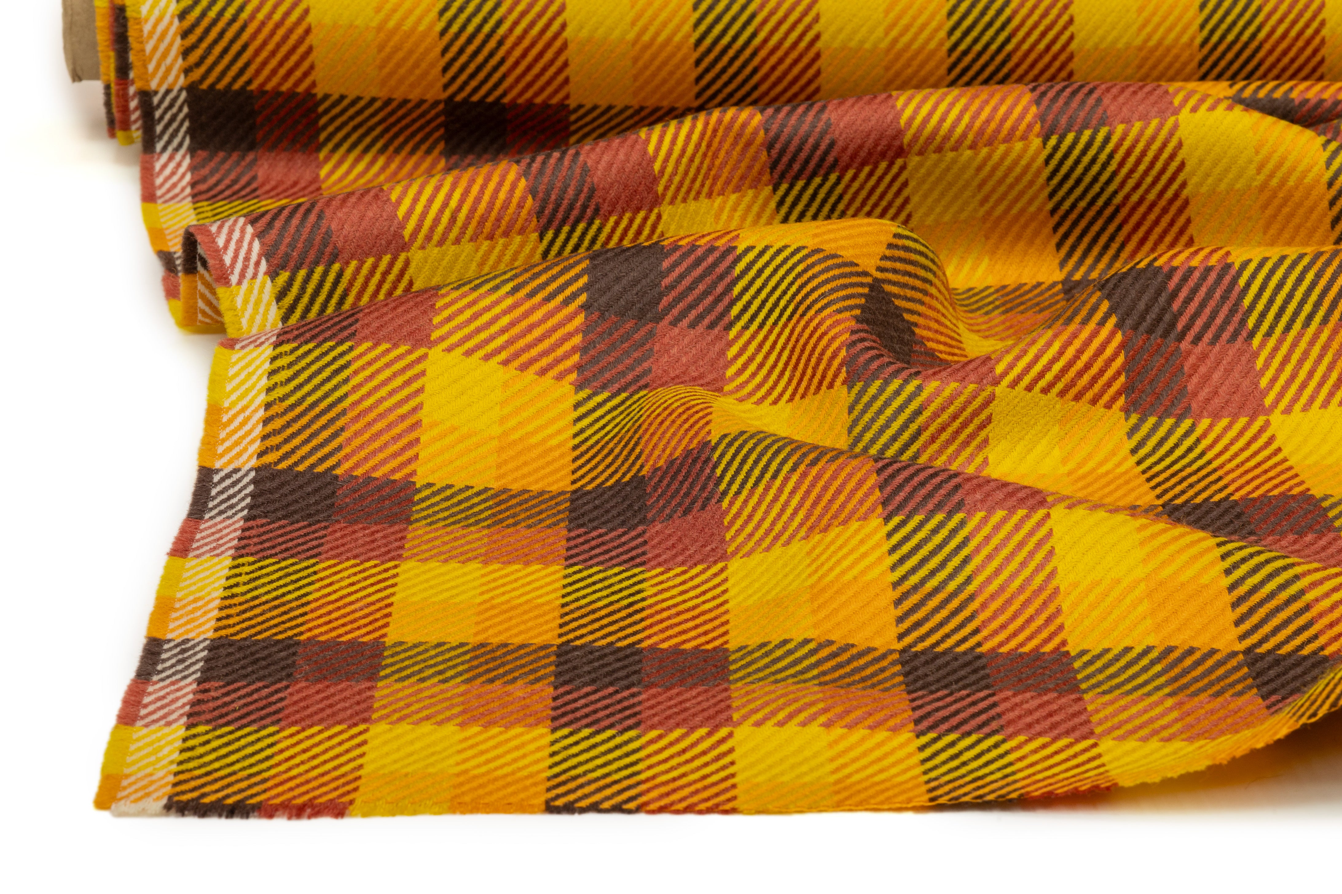 Checked Italian Wool - Gold / Brick