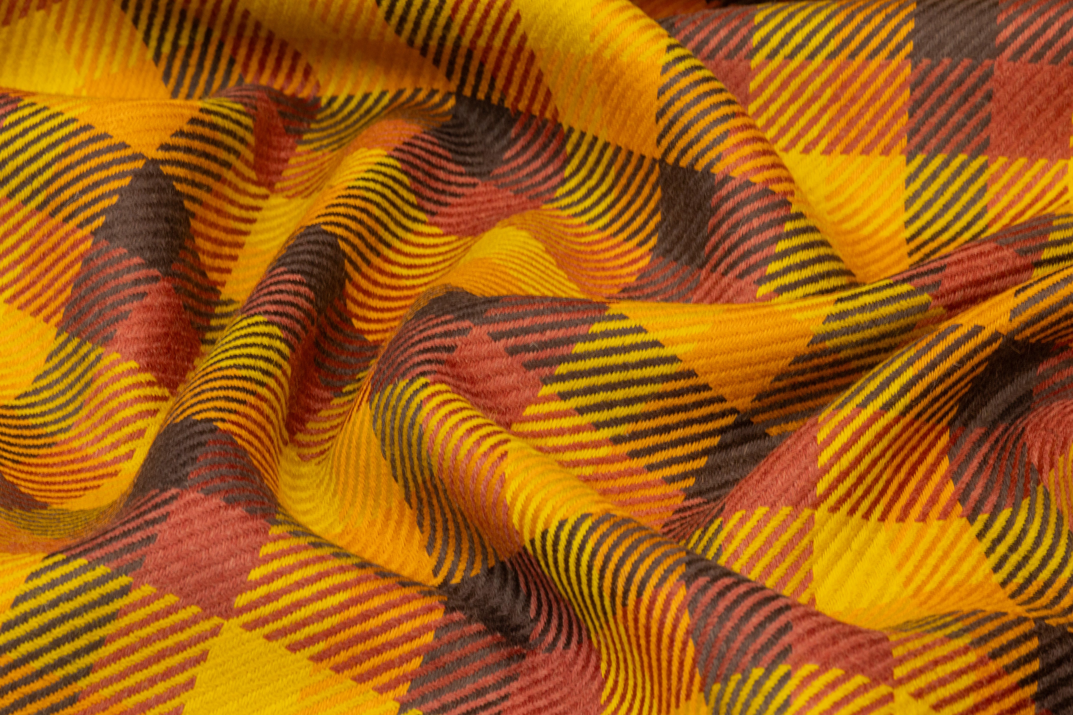 Checked Italian Wool - Gold / Brick