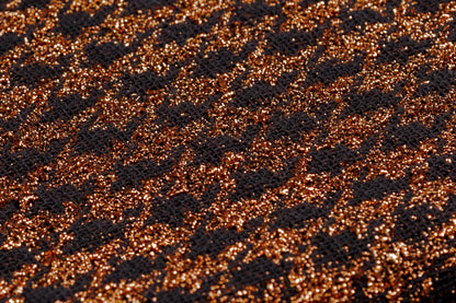 Metallic Italian Mini Houndstooth Tweed - Copper / Black