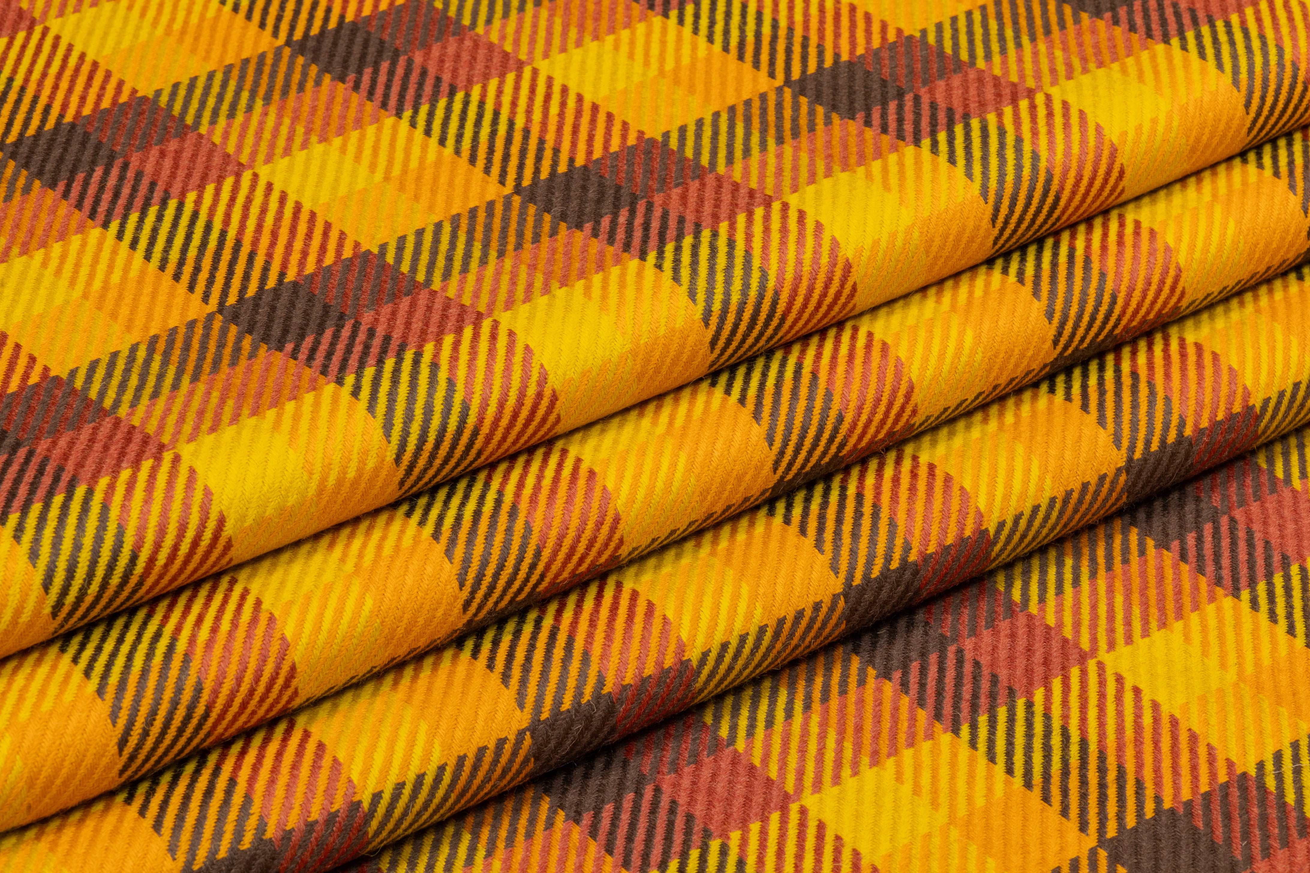 Checked Italian Wool - Gold / Brick