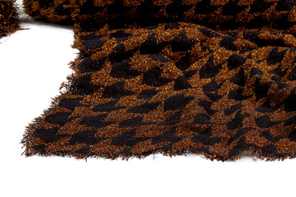 Metallic Italian Dogtooth Tweed - Copper / Black
