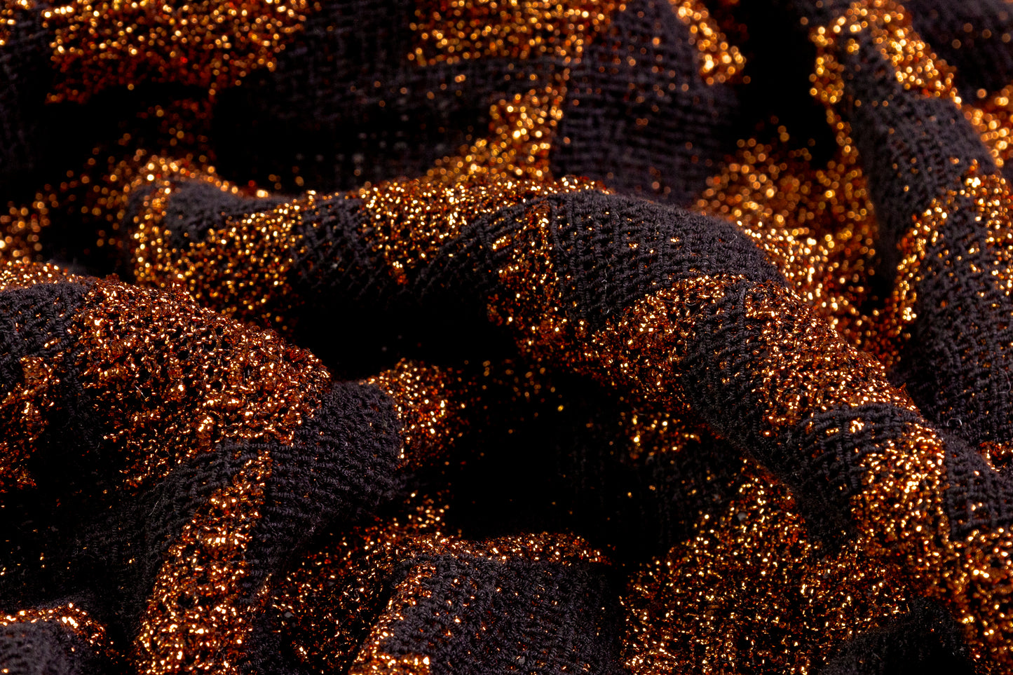 Metallic Italian Dogtooth Tweed - Copper / Black