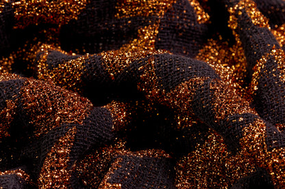 Metallic Italian Dogtooth Tweed - Copper / Black