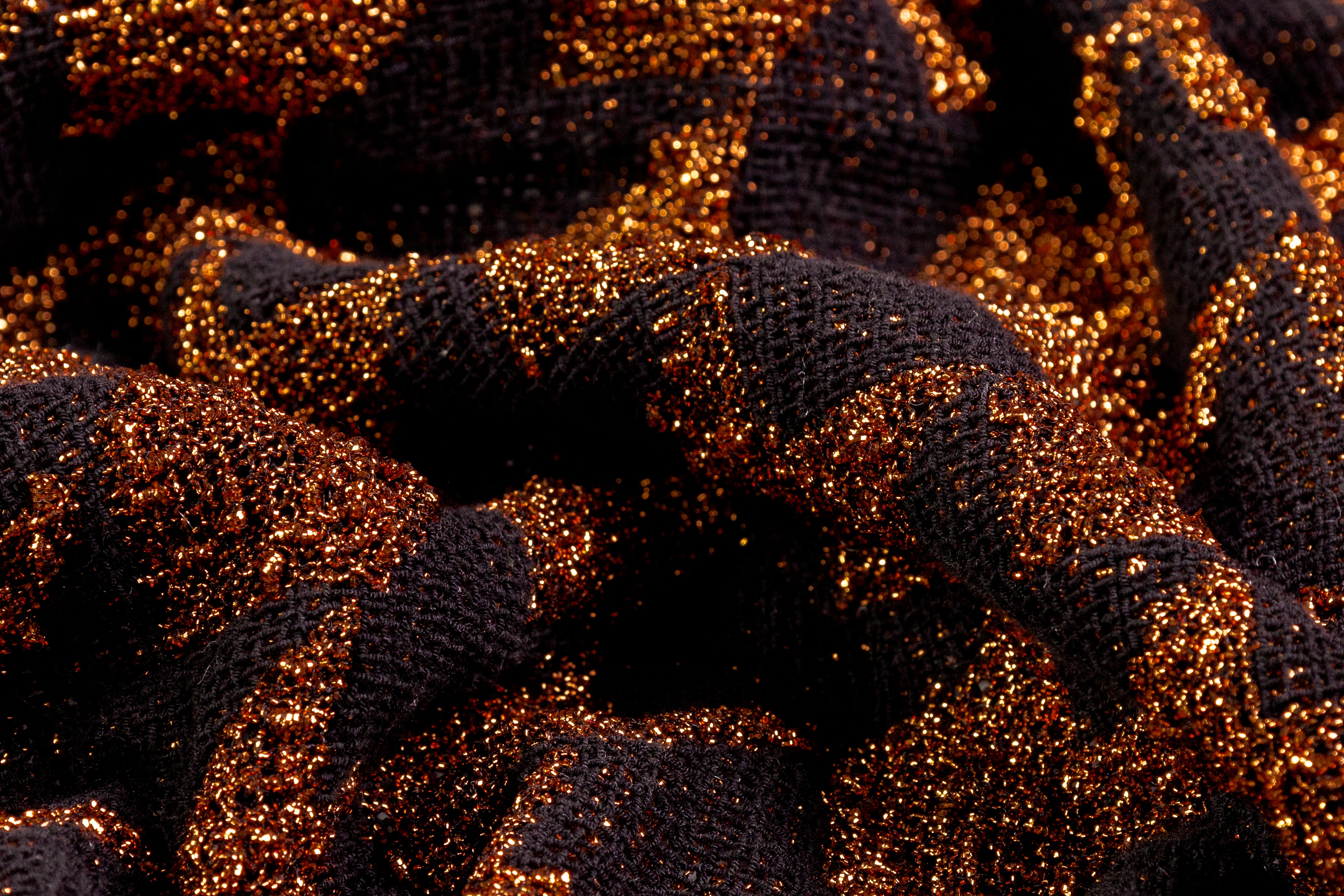 Metallic Italian Dogtooth Tweed - Copper / Black
