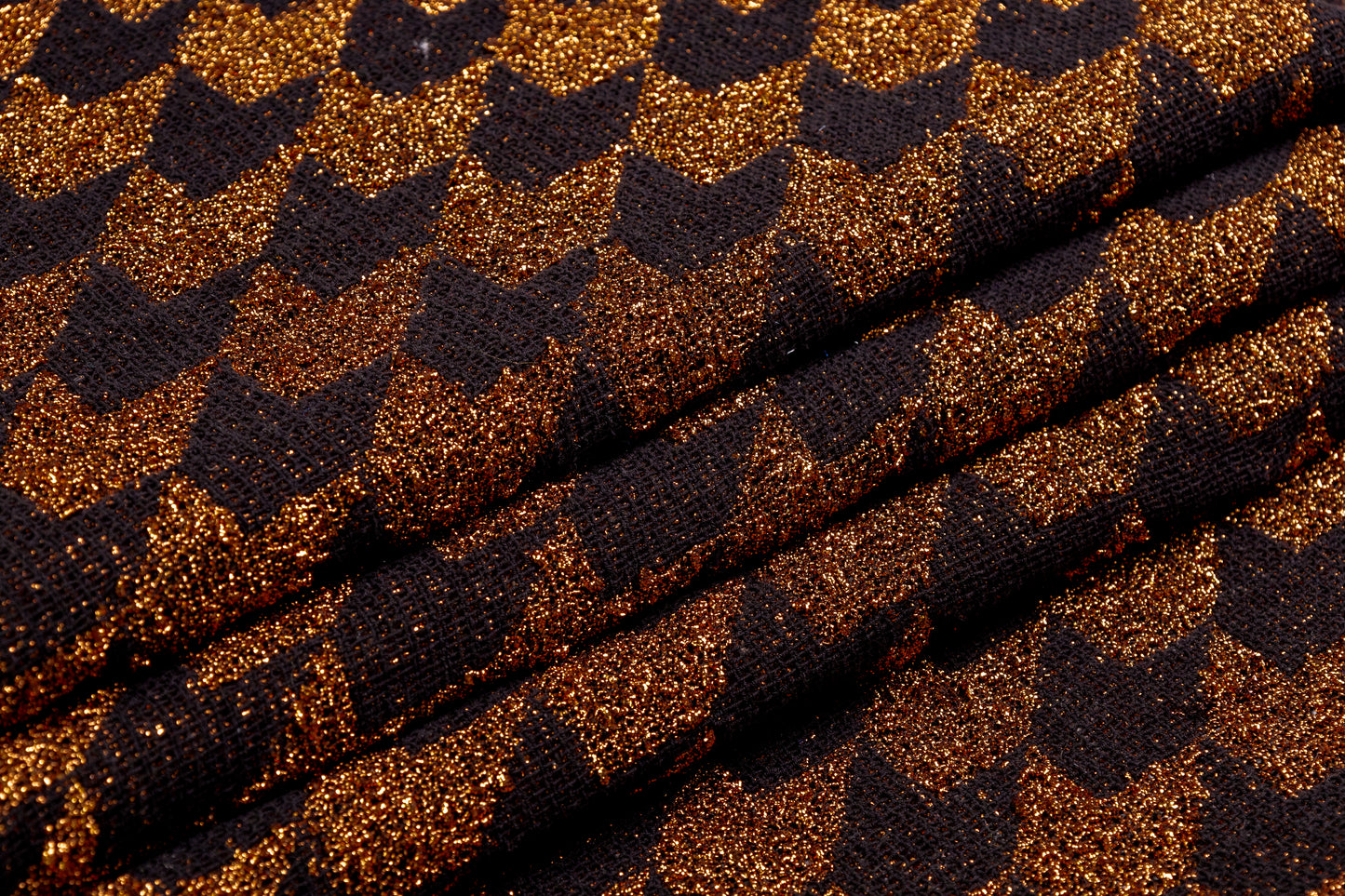 Metallic Italian Dogtooth Tweed - Copper / Black