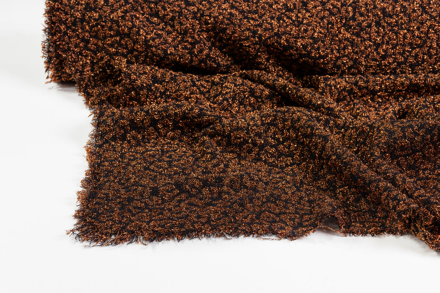 Metallic Italian Cheetah Print Tweed - Copper / Black