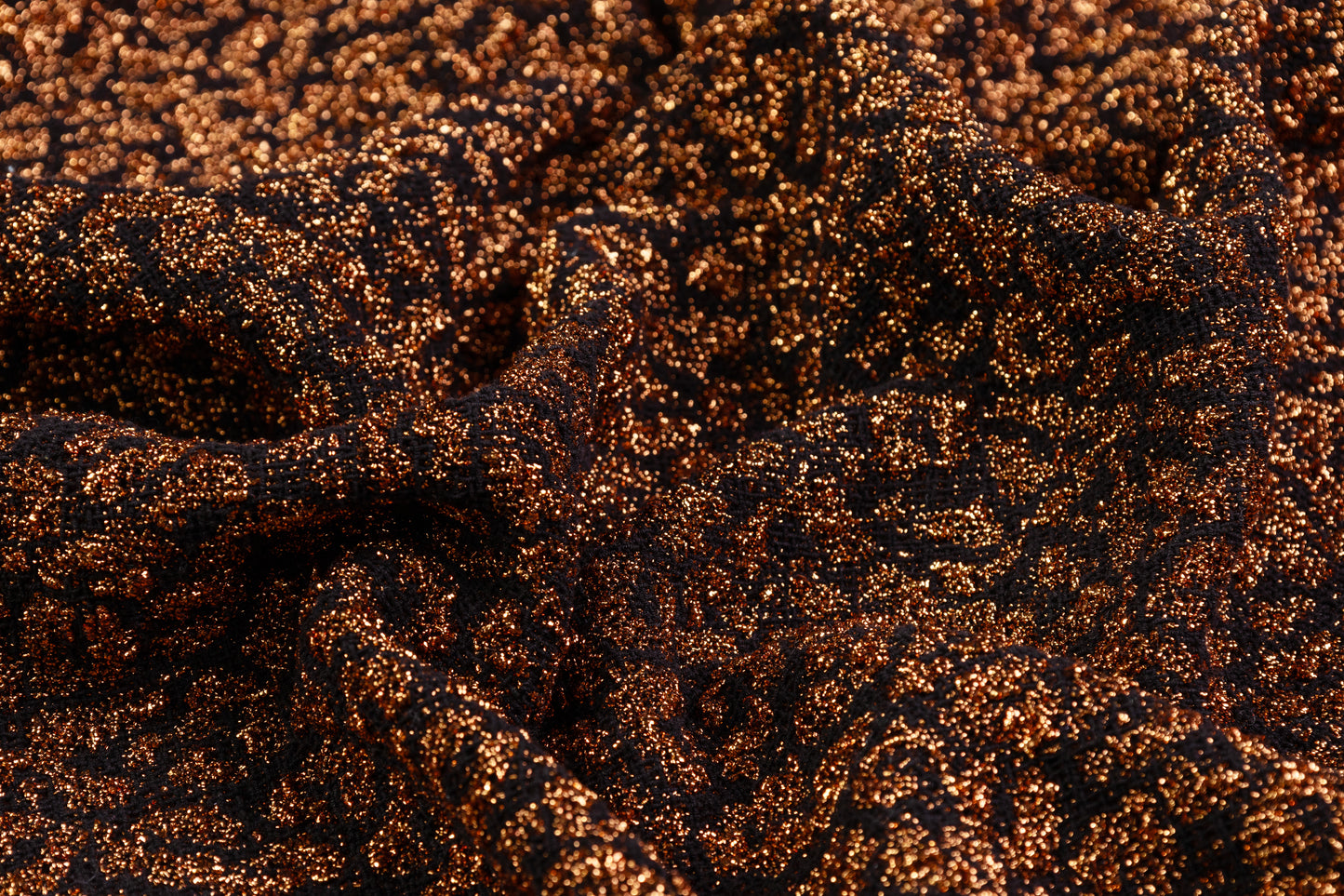 Metallic Italian Cheetah Print Tweed - Copper / Black