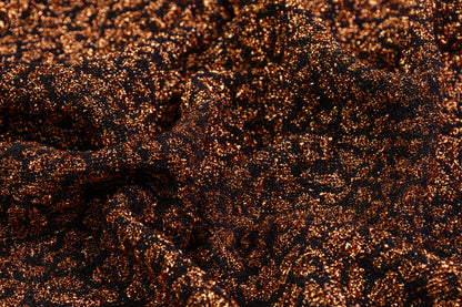 Metallic Italian Cheetah Print Tweed - Copper / Black
