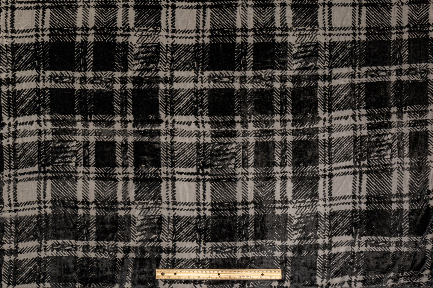 Silk Viscose Velvet Burnout - Black