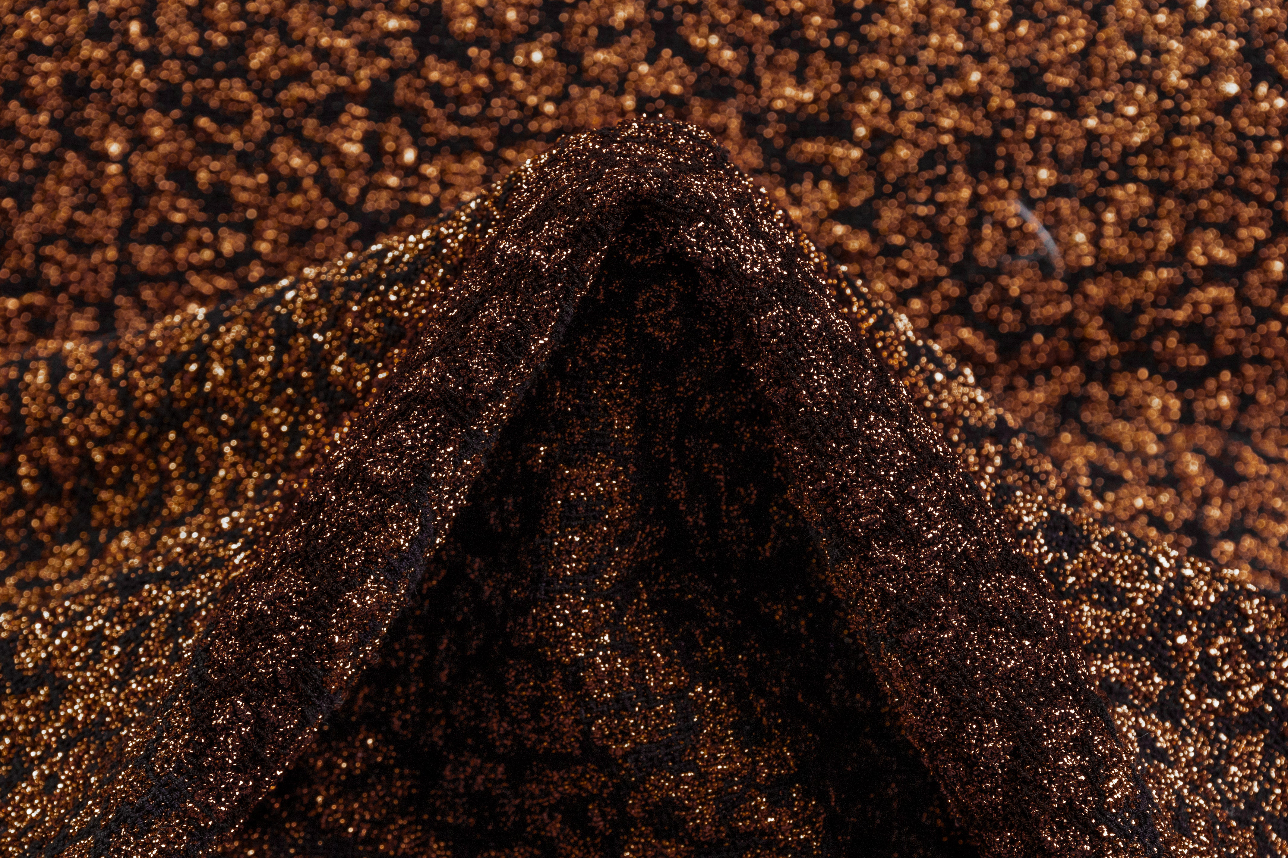 Metallic Italian Cheetah Print Tweed - Copper / Black