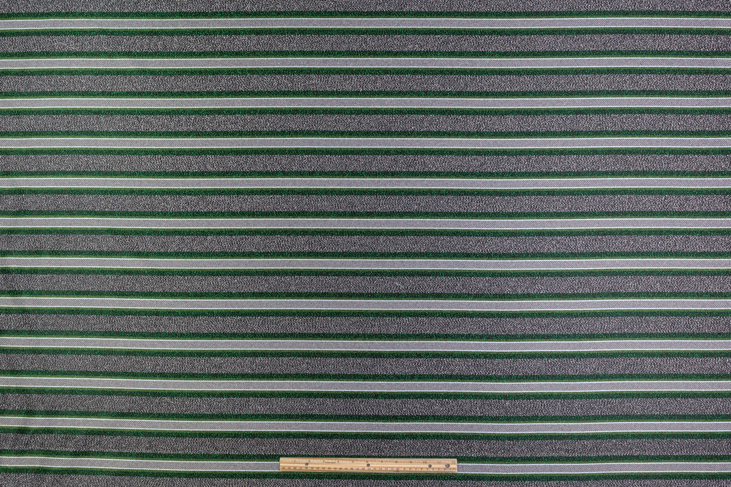 Striped Metallic Italian Jacquard - Green / Silver