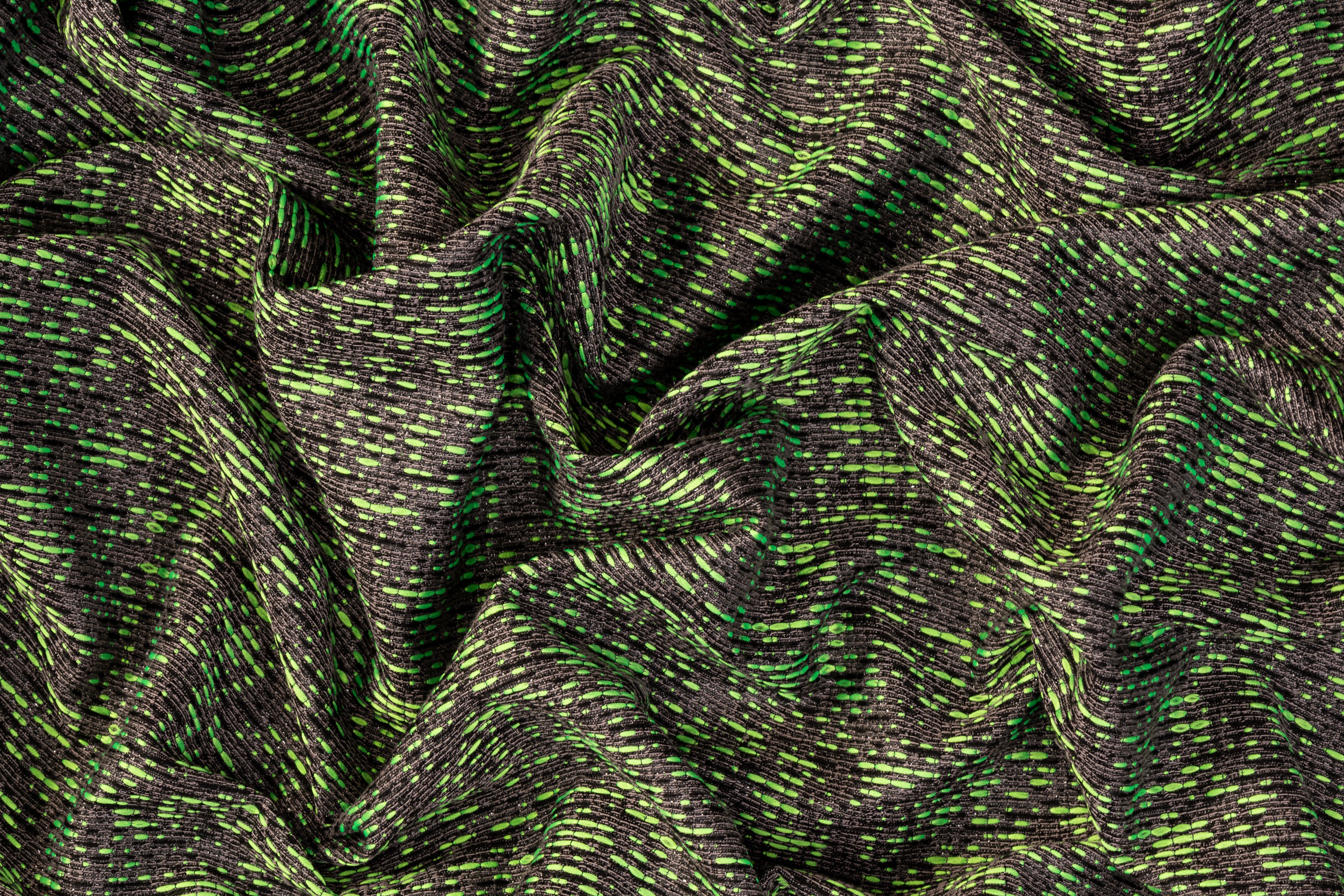 Metallic Brocade - Green and Gray