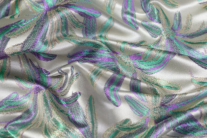 Floral Metallic Brocade - Green / Purple / Gold