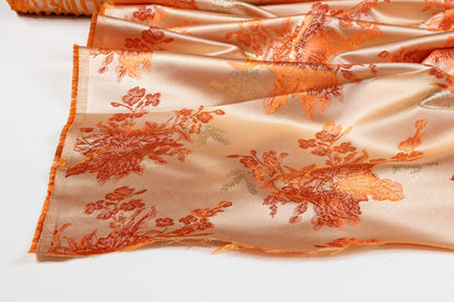 Floral Metallic Brocade - Orange / Gold