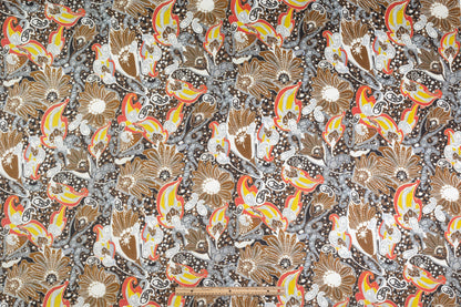 Paisley Floral Italian Linen - Brown