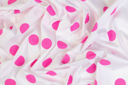 Polka Dot Cotton Print - White and Pink