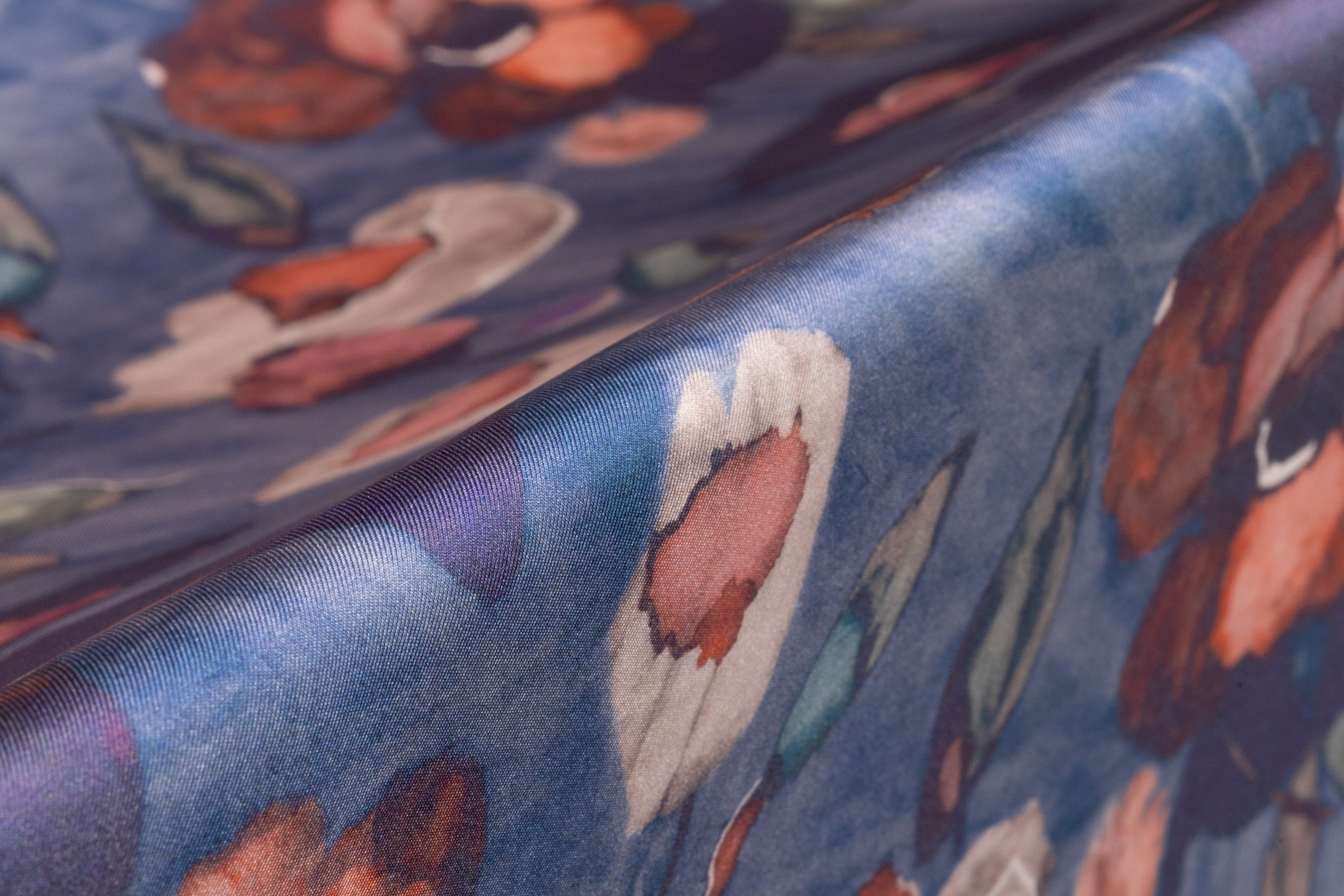 Floral Italian Silk Twill - Blue