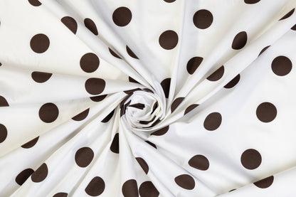 Polka Dot Cotton Print - Brown and White