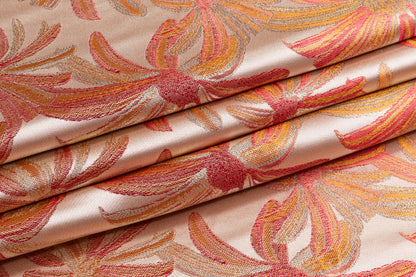 Floral Metallic Brocade - Orange / Red / Gold