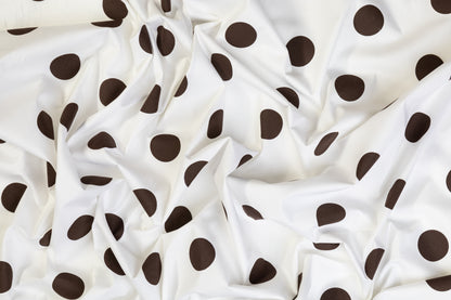 Polka Dot Cotton Print - Brown and White