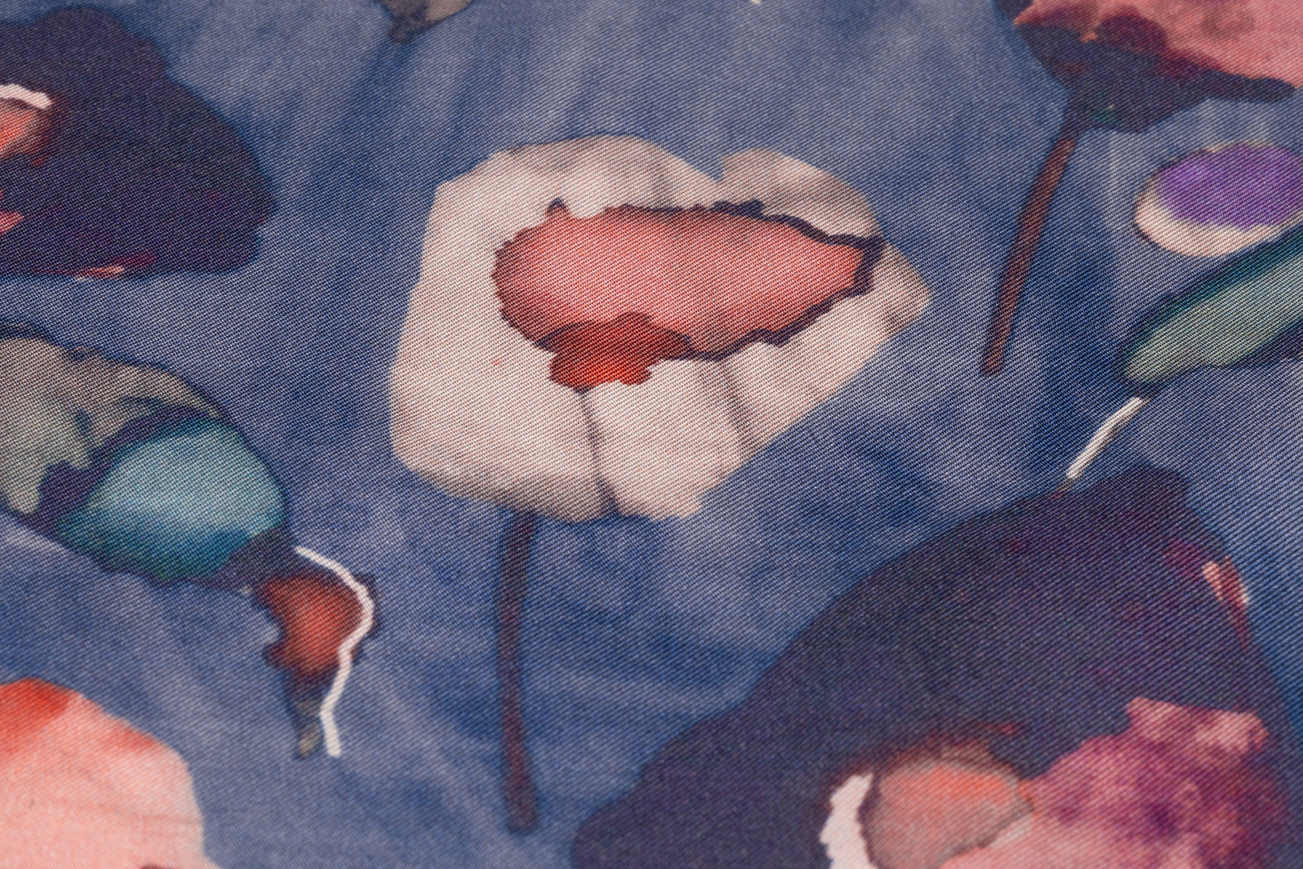 Floral Italian Silk Twill - Blue