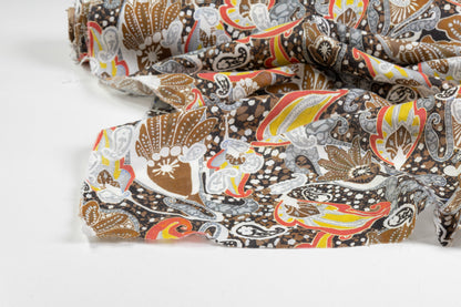 Paisley Floral Italian Linen - Brown
