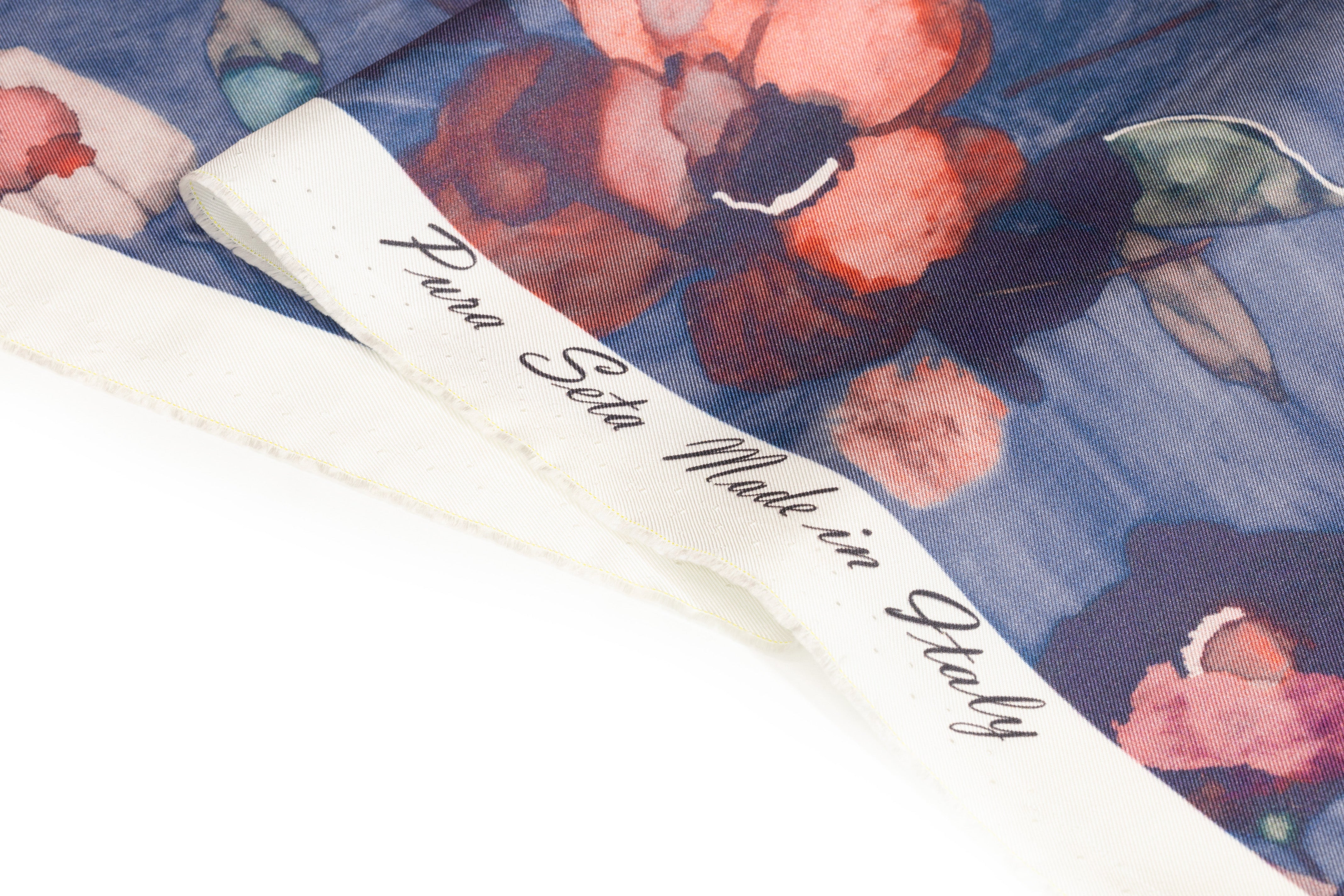 Floral Italian Silk Twill - Blue