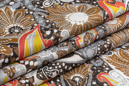 Paisley Floral Italian Linen - Brown