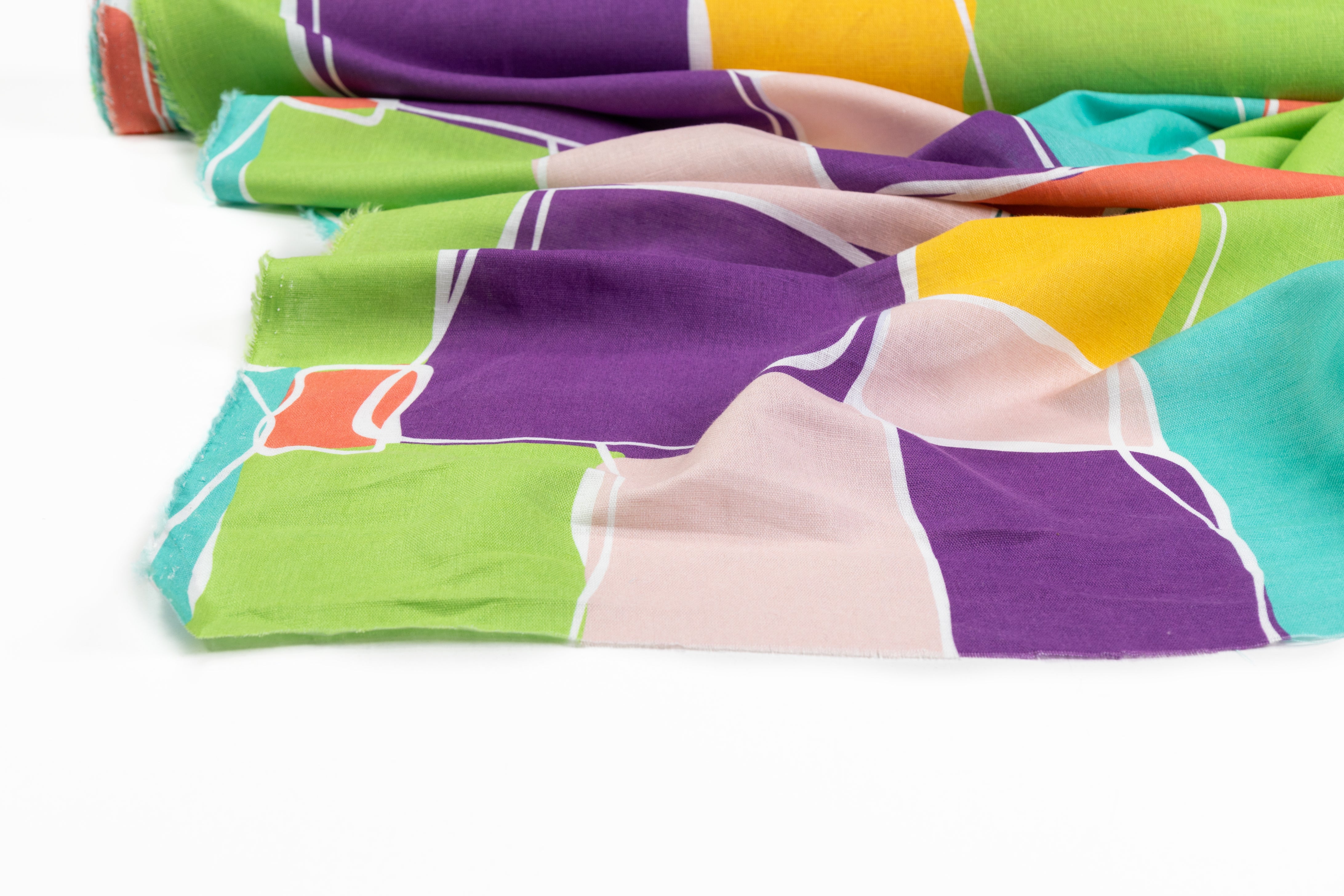 Color Block Italian Linen Viscose Blend - Multicolor