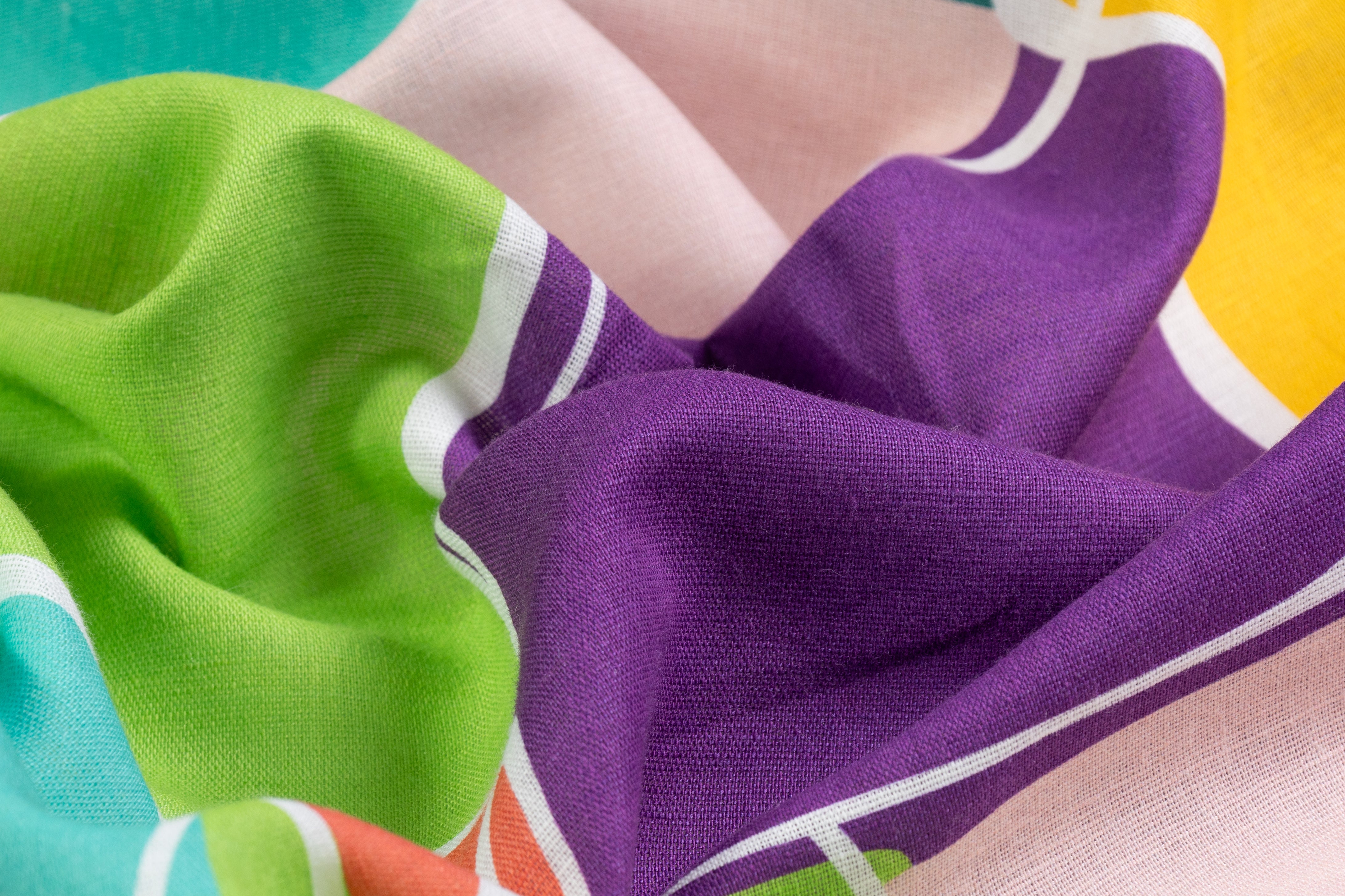 Color Block Italian Linen Viscose Blend - Multicolor