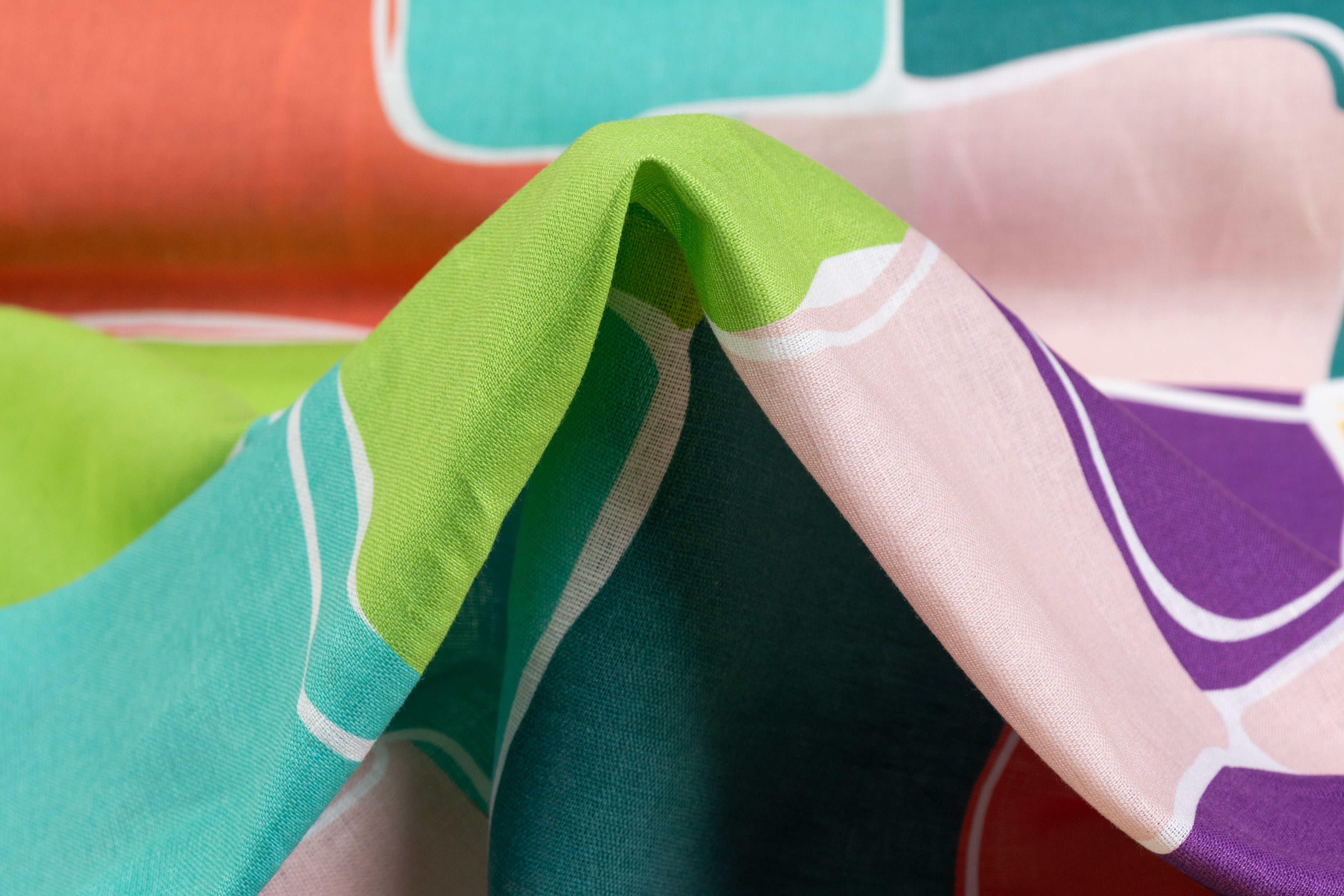 Color Block Italian Linen Viscose Blend - Multicolor
