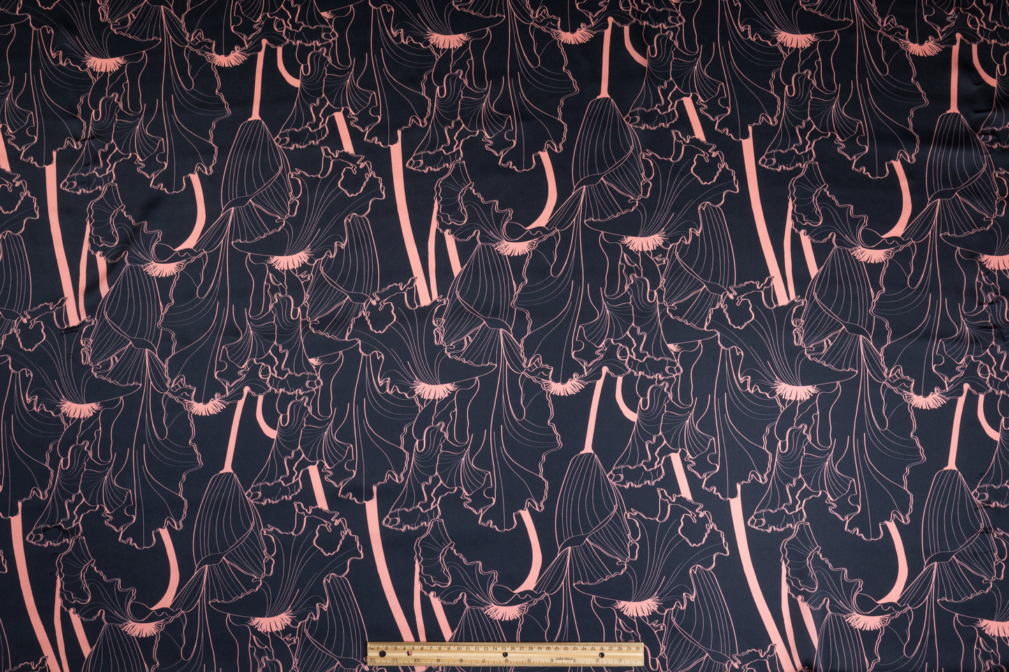 Abstract Italian Silk Charmeuse - Navy and Pink