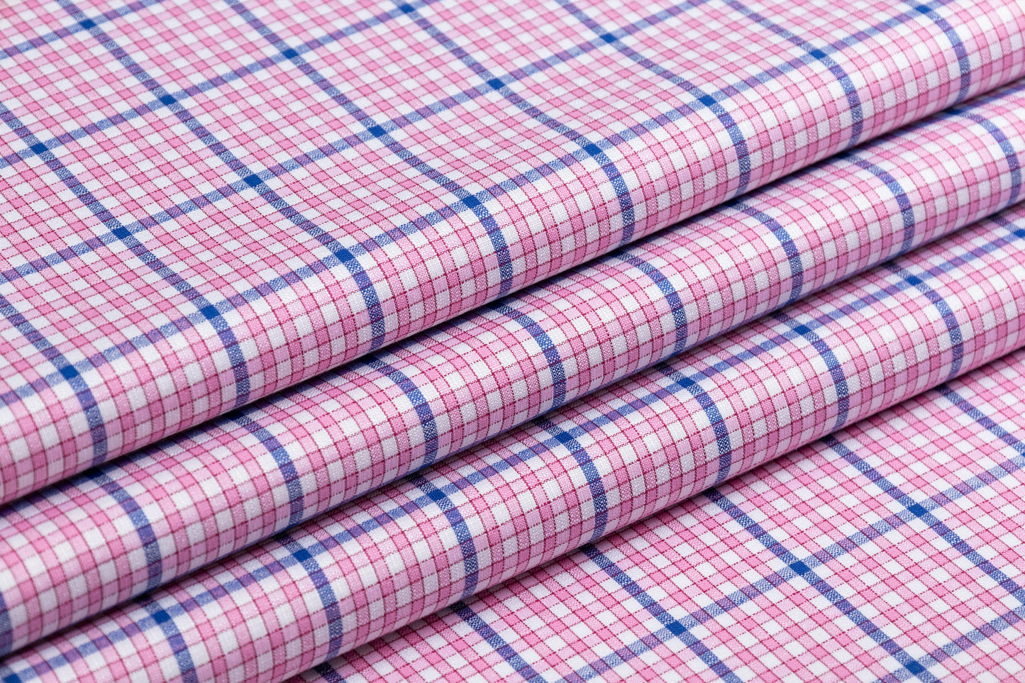Checked Italian Linen Viscose Blend - Pink / Blue / White