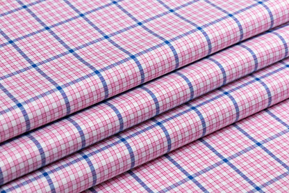 Checked Italian Linen Viscose Blend - Pink / Blue / White
